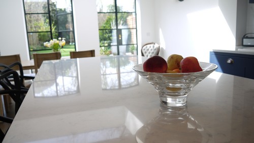 Polished Silestone Lagoon in a Kitchen Extension