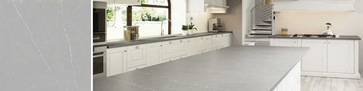 Crystal White Quartz kitchen worktopsAll colours availableSample 